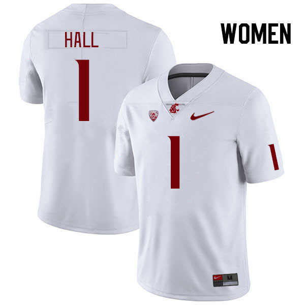 Women #1 Stephen Hall Washington State Cougars College Football Jerseys Stitched Sale-White